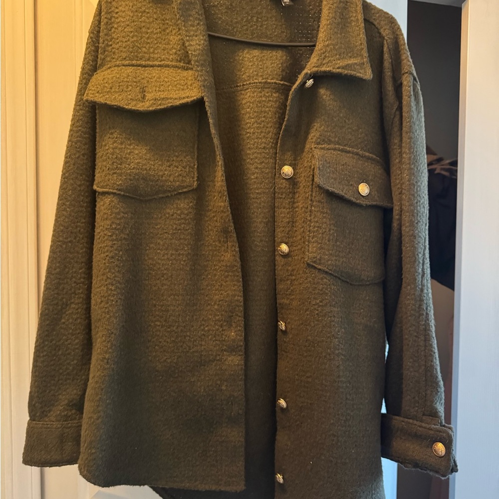 Express Olive Green Shirt Jacket